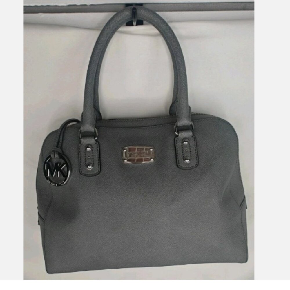Pre-Owned MICHAEL Michael Kors Gray Saffiano Leather Dome Satchel